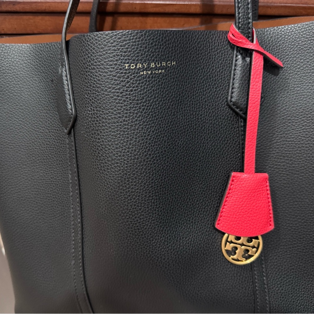 Tory Burch Black Tote with Red Accent